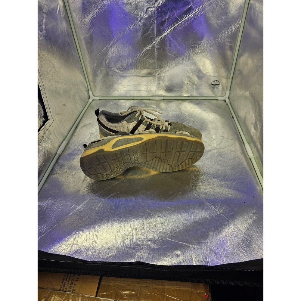 ECCO Womens Suede Mesh Low Top Sneakers Grey Tan Lace Up Athletic Shoes - Picture 5 of 6